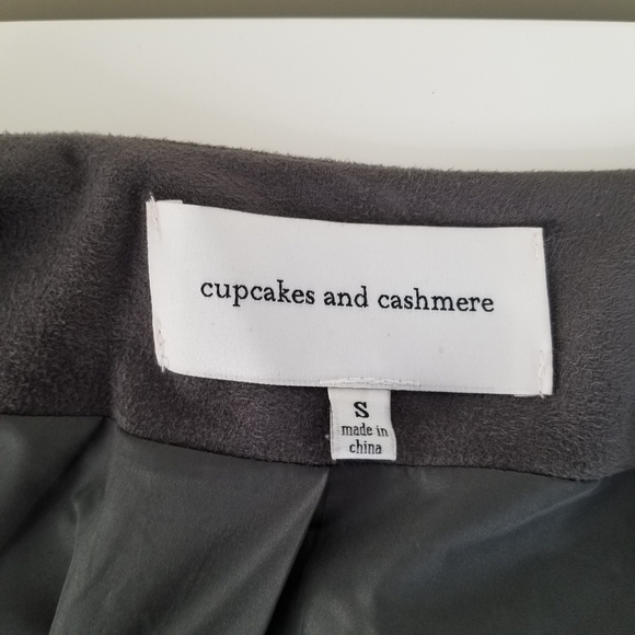 Cupcakes and Cashmere Ellis Draped Front Vegan Suede Jacket Thunderstorm Gray S - Picture 9 of 14